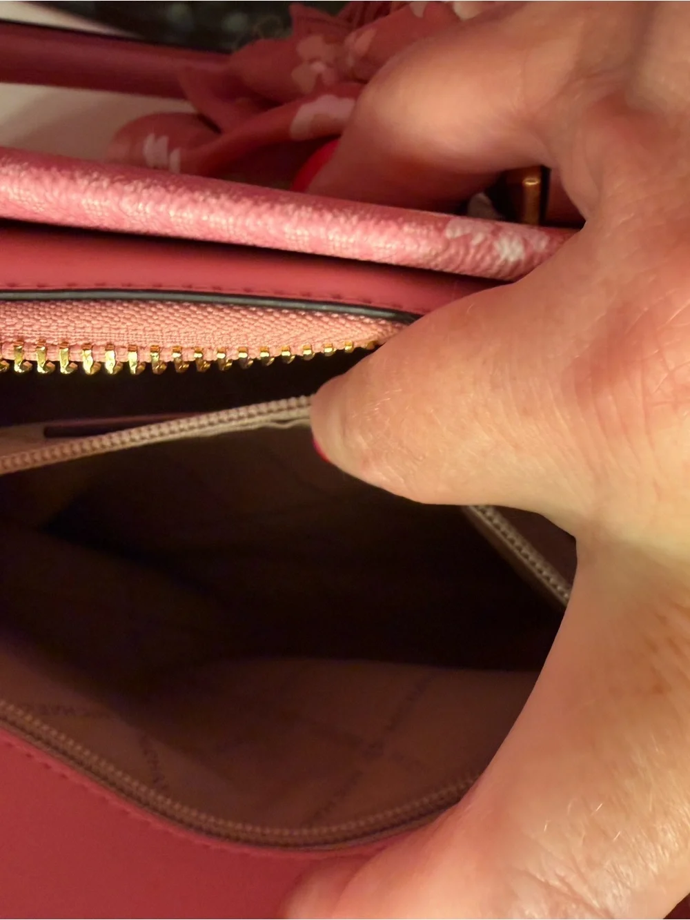 Michael Kors Pink Floral Satchel with Gold Hardware